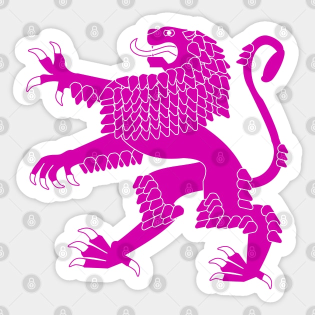 Heraldic Rampant Lion (Pink) Sticker by PabloDeChenez